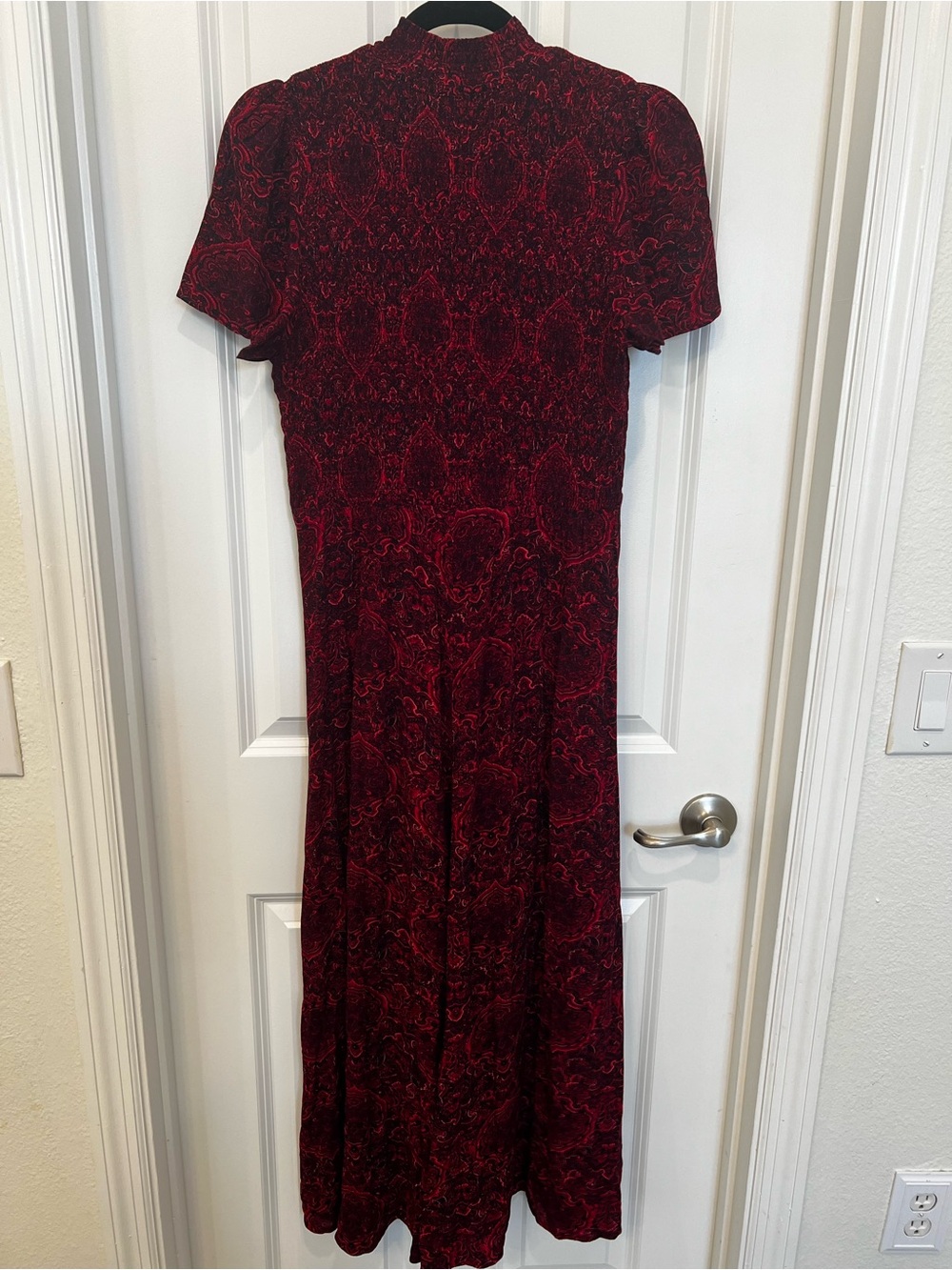 J. Jill Red Paisley Short-Sleeve Maxi Dress